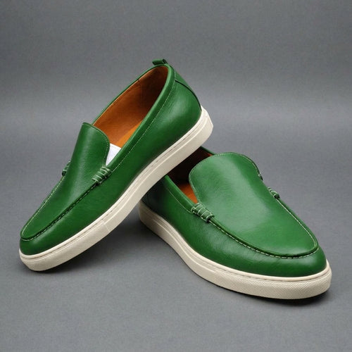 Green Leather Magnus Slip On Sneakers