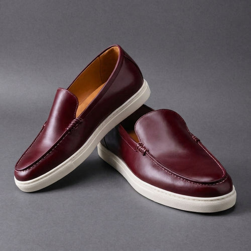 Burgundy Leather Magnus Slip On Sneakers