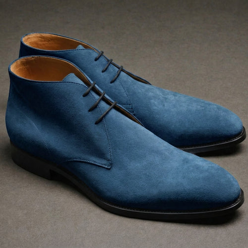 Blue Suede Leather Gabrovo Chukka Lace Up Boots