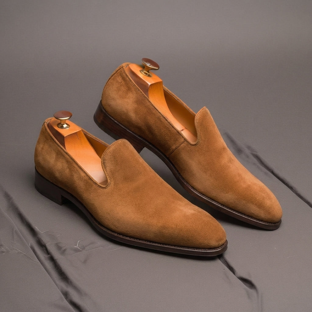 Brown Suede Leather Boreas Minimalist Loafers