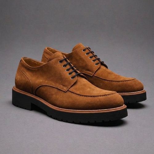Brown Suede Leather Orion Chunky Derby Shoes - SS23