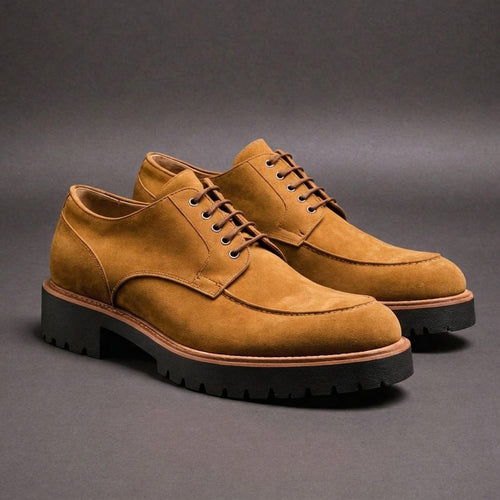 Tan Suede Leather Orion Chunky Derby Shoes - SS23