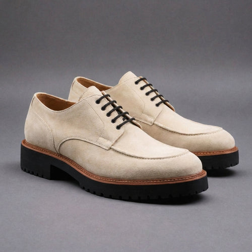 Cream Suede Leather Orion Chunky Derby Shoes - SS23