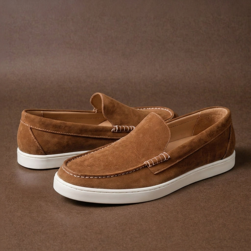Brown Suede Leather Anthea Slip On Sneakers