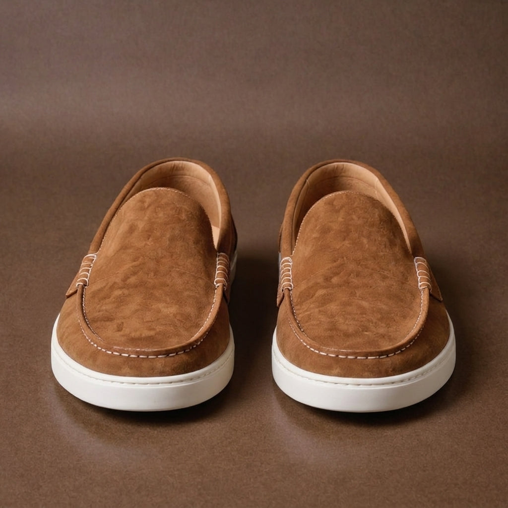 Brown Suede Leather Anthea Slip On Sneakers