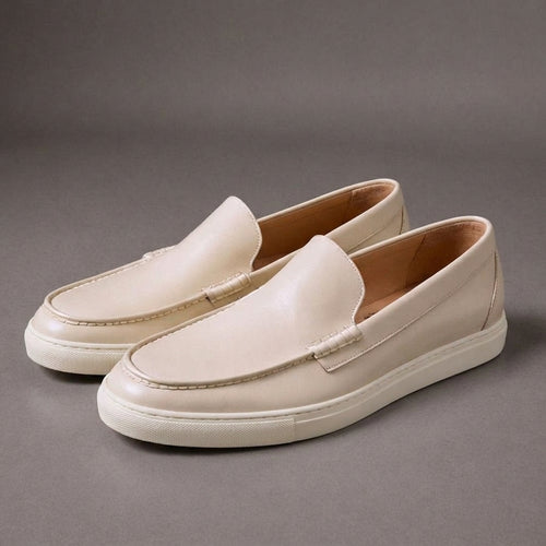 Cream Leather Anthea Slip On Sneakers