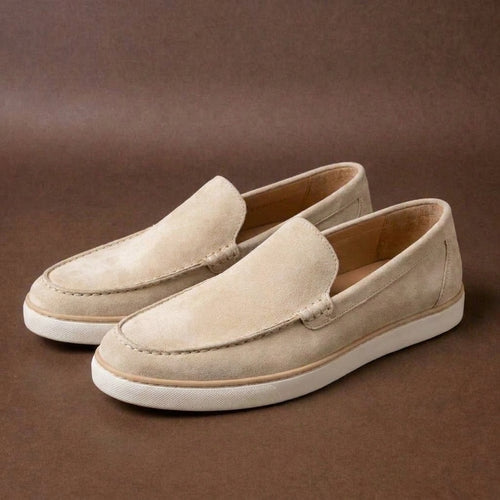 Cream  Suede Leather Anthea Slip On Sneakers