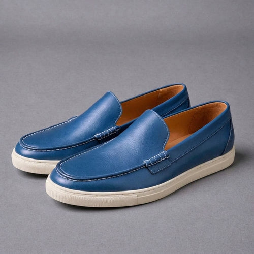 Blue Leather Anthea Slip On Sneakers