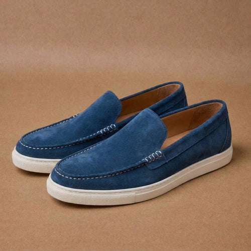 Blue Suede Leather Anthea Slip On Sneakers