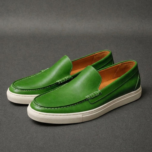 Green Leather Anthea Slip On Sneakers