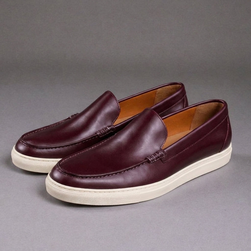 Burgundy Leather Anthea Slip On Sneakers