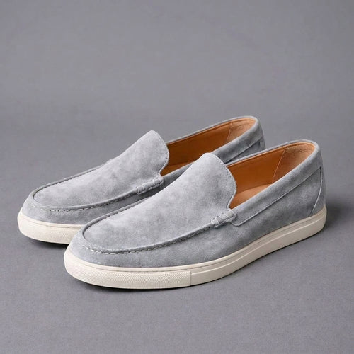 Grey Suede Leather Anthea Slip On Sneakers