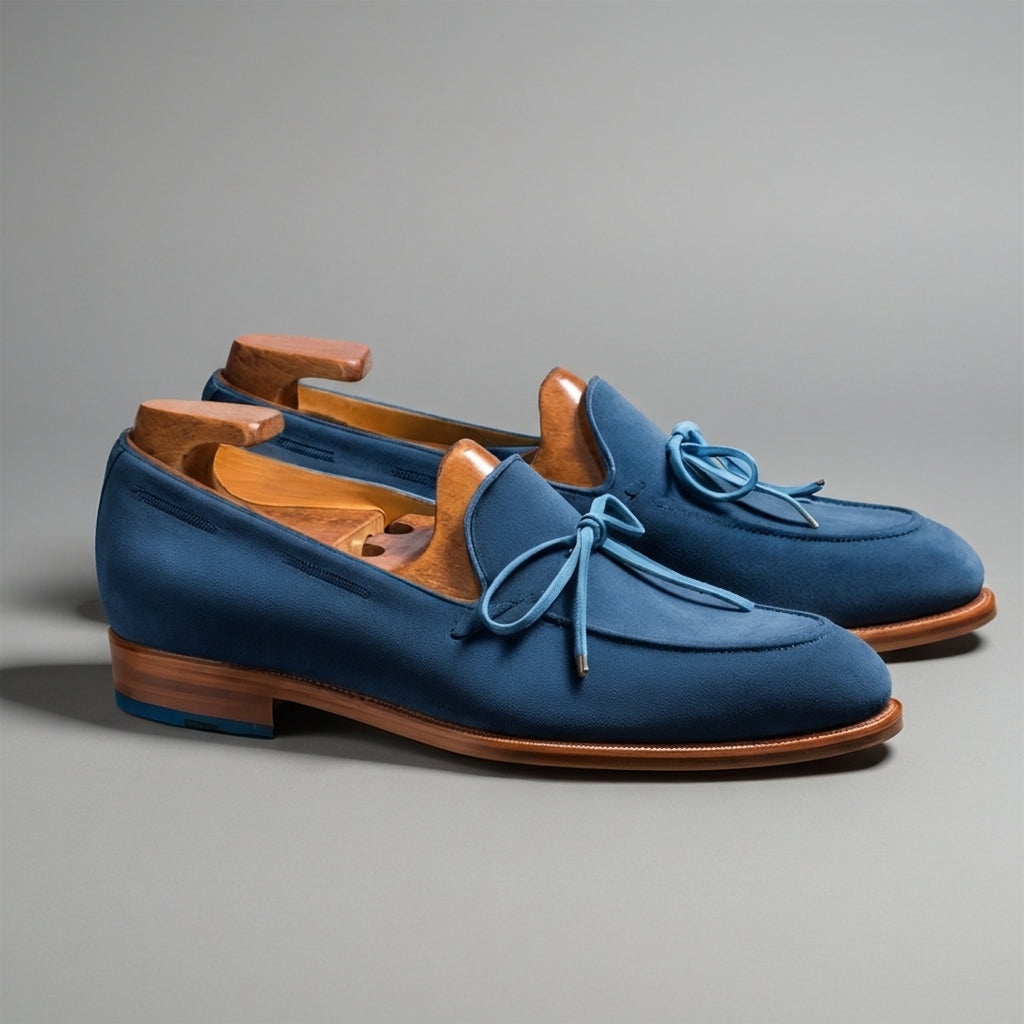 Blue Suede Leather Yukon Loafers