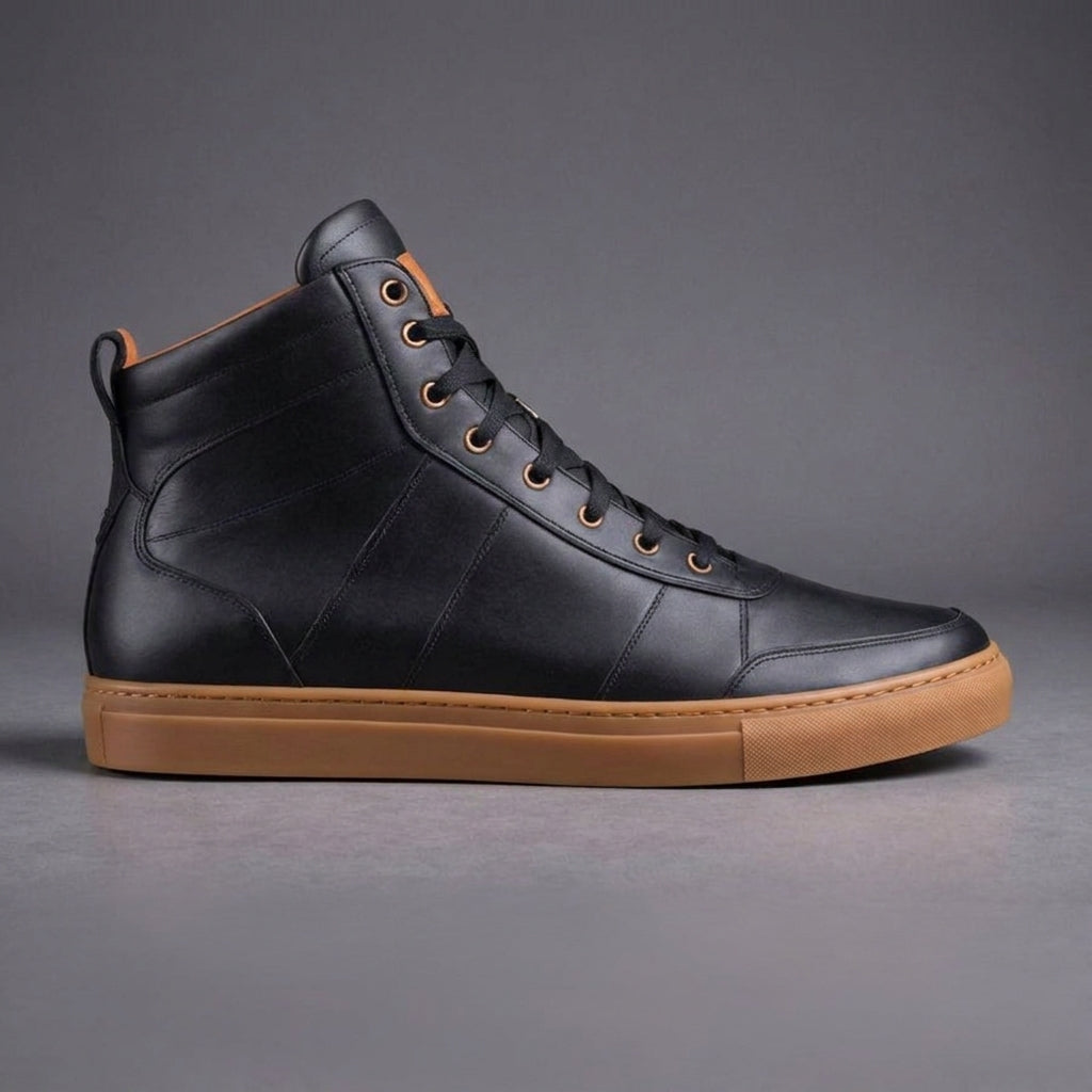 Black Leather Sprint Lace-Up Sneakers - Summer 2024 Collection