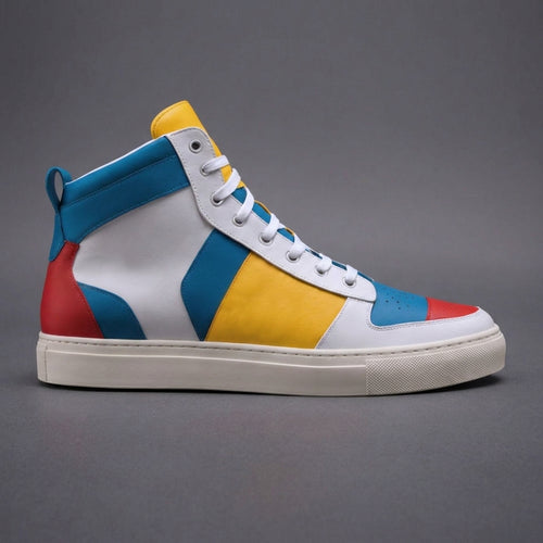 Multi Colour Leather Sprint Lace-Up Sneakers With White Sole - Summer 2024 Collection