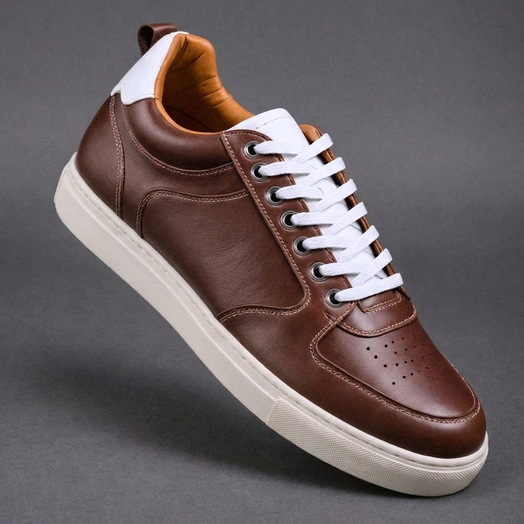 Brown Leather with Low Top Swift Sneak Lace-Up Sneakers with White Sole - Summer 2024 Collection
