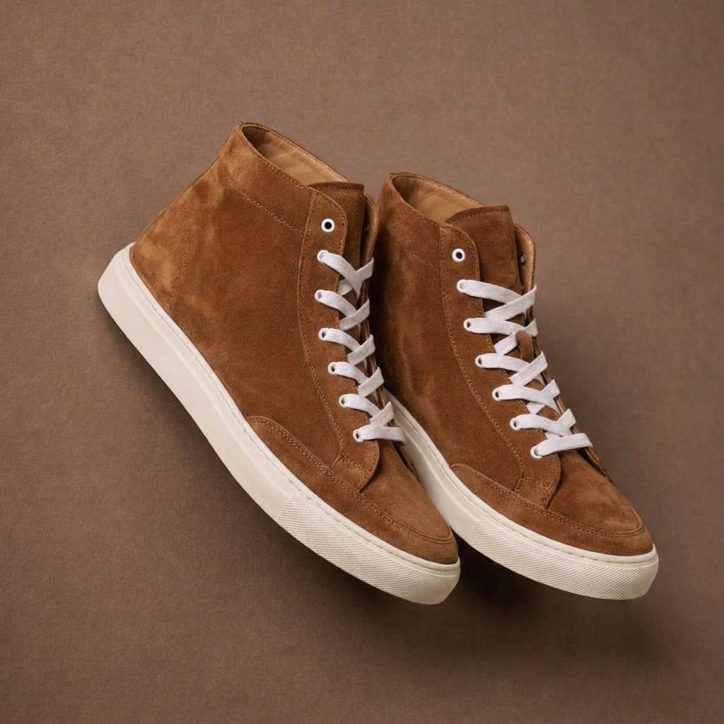 Tan & Brown Suede Leather Lace Up BlancWalk Sneakers  - Summer 2024 Collection