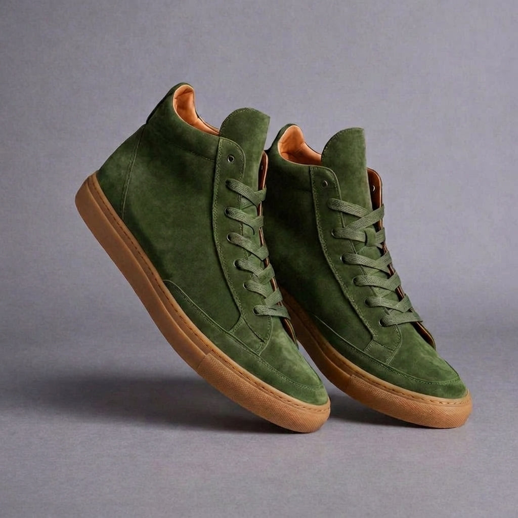 Green Suede Leather Lace Up BlancWalk Sneakers  - Summer 2024 Collection