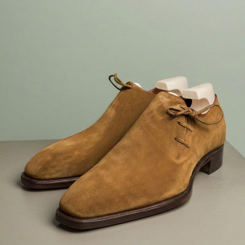 Tan Suede Leather Camria Whole Cut Oxfords - Formal Shoes