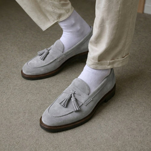Grey Suede Belize Chunky Tassel Loafers - With Track Soles - AW24