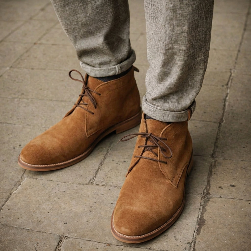 Brown Suede Sahara Step Chukka Desert Boots with Leather Sole - Summer 2024 Collection
