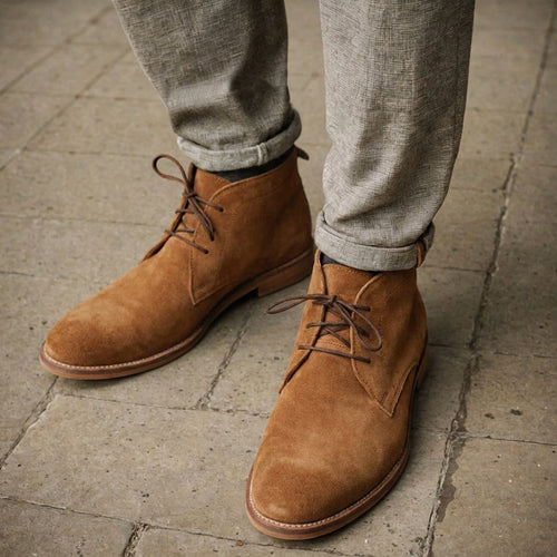Brown Suede Sahara Step Chukka Desert Boots with Leather Sole - Summer 2024 Collection