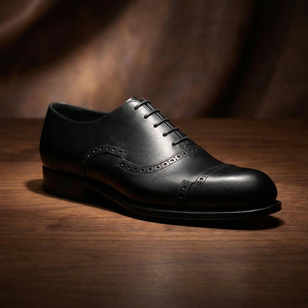Black Leather Broxtowe Brogue Oxfords