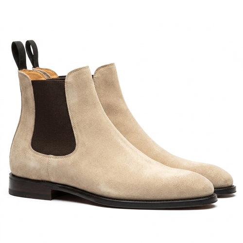 Cream Suede Leather Celso Chelsea Boot