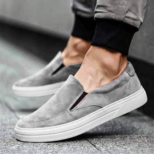 Grey Suede Leather Wheat Whisper Slip On Sneakers  - Summer 2024 Collection