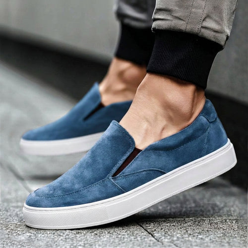 Blue Suede Leather Wheat Whisper Slip On Sneakers  - Summer 2024 Collection
