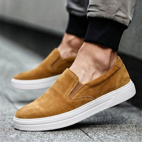 Tan Suede Leather Wheat Whisper Slip On Sneakers  - Summer 2024 Collection