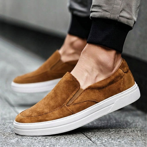 Cream Suede Leather Wheat Whisper Slip On Sneakers  - Summer 2024 Collection