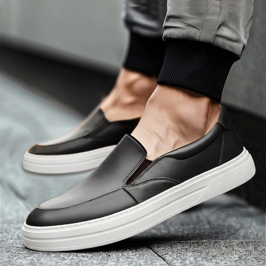 Black Leather Wheat Whisper Slip On Sneakers  - Summer 2024 Collection