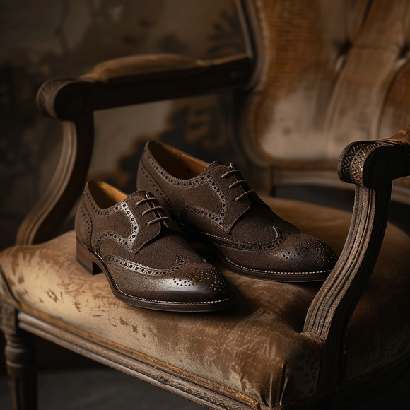 Brown Leather Parker Brogue Derby Shoes - Formal Shoes