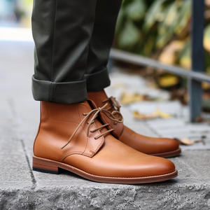 Tan Leather Tristan Chukka Lace Up Boots