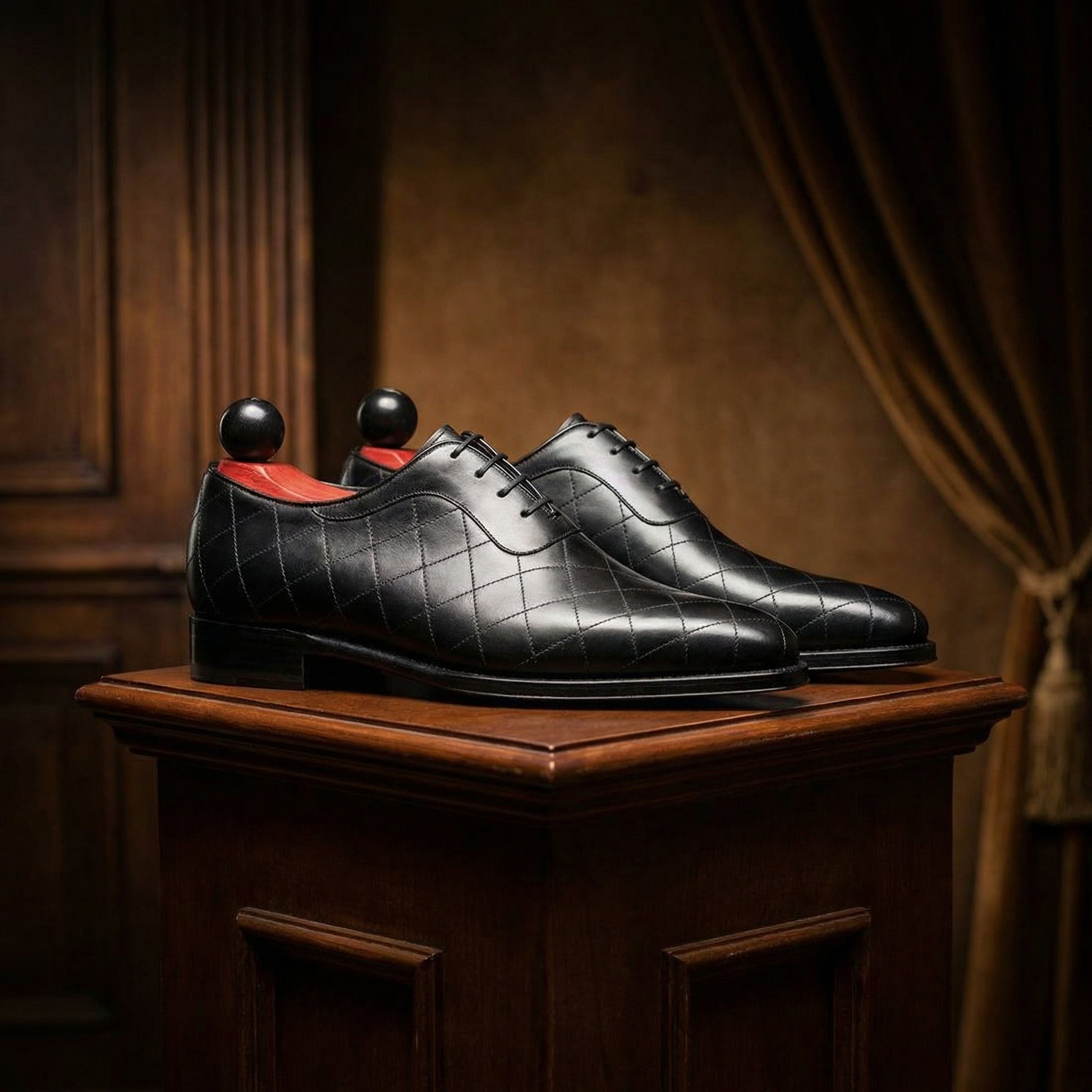 Black Leather Copnor Oxfords