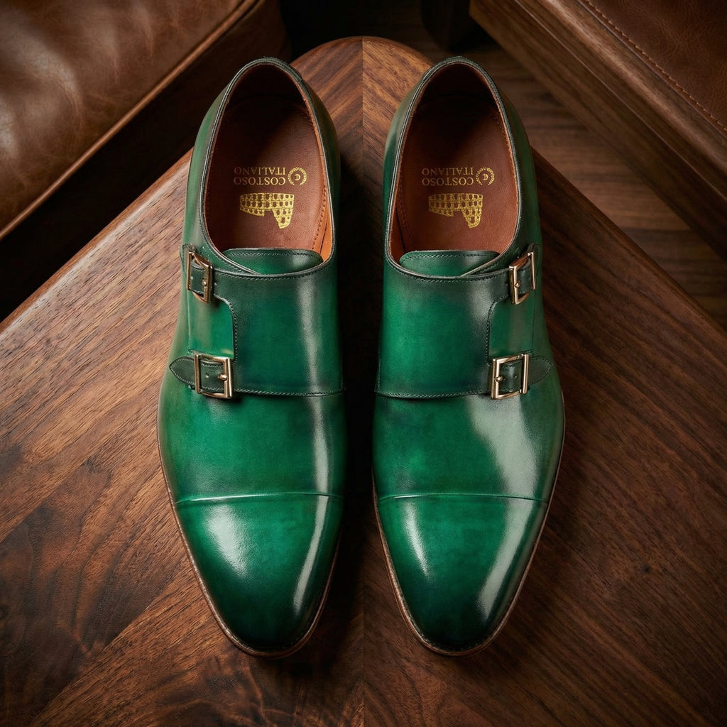 Green Leather Castle Monk Straps