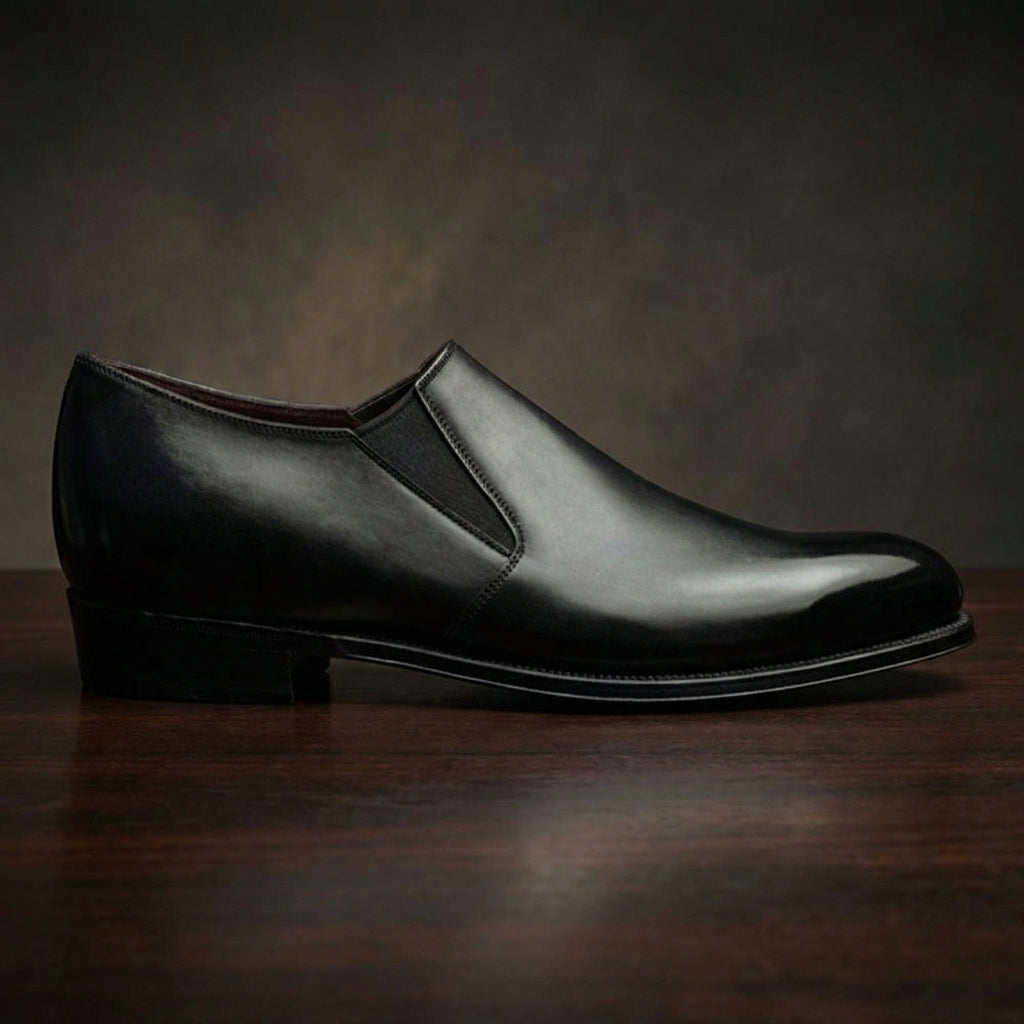 Height Increasing Black Leather Worthing Loafers