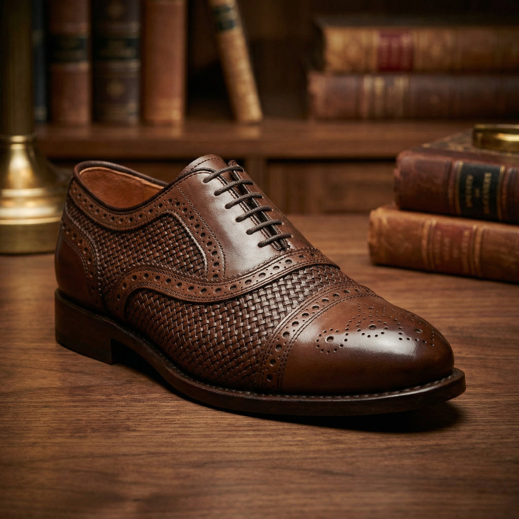 Brown Braided Leather Morice Brogue Oxfords - ITALIAN AW26