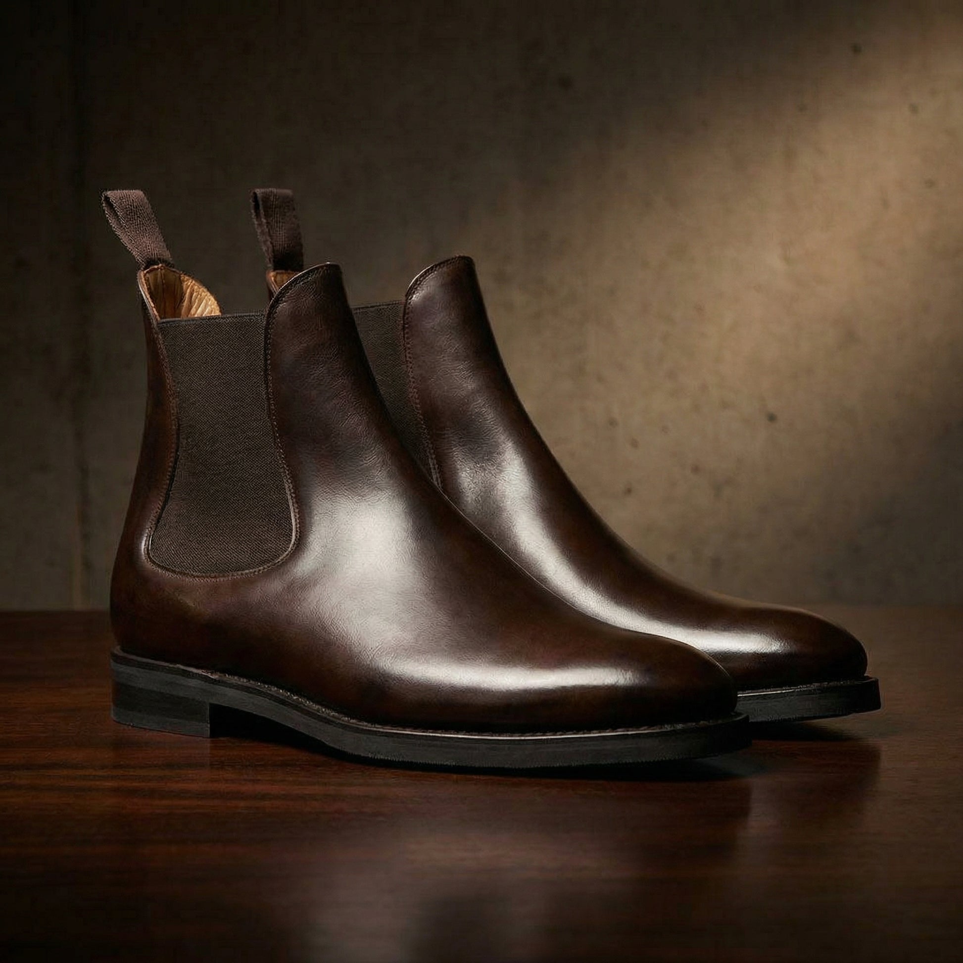 Brown Leather Fenland Slip On Chelsea Boots
