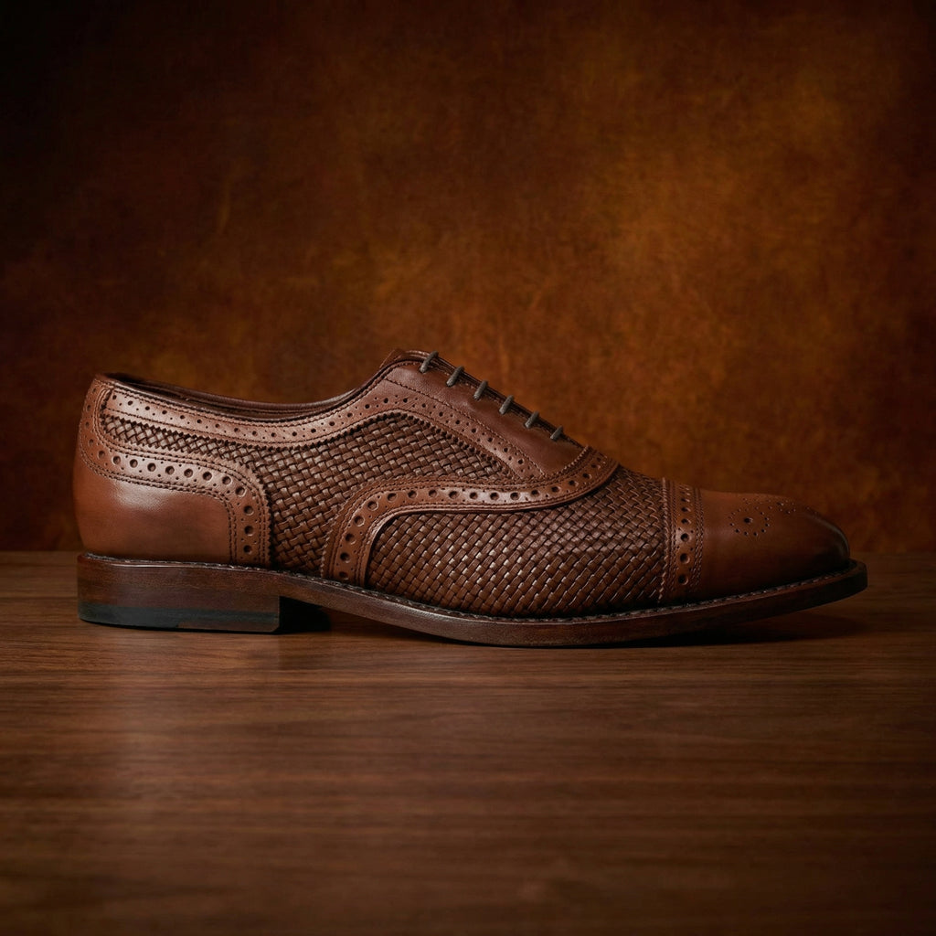 Brown Braided Leather Morice Brogue Oxfords - ITALIAN AW26