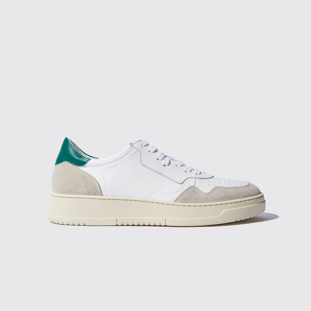 White Leather and Grey Suede Carter Lace Up Sneakers