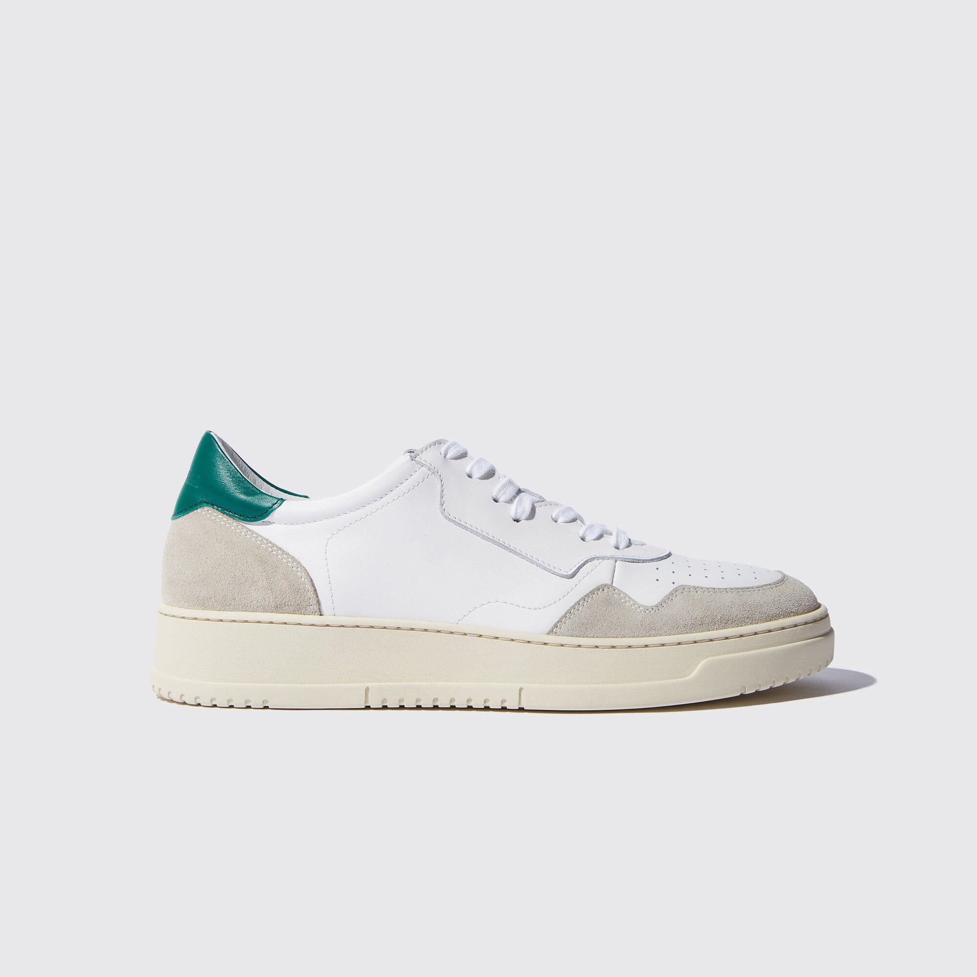 White Leather and Grey Suede Carter Lace Up Sneakers