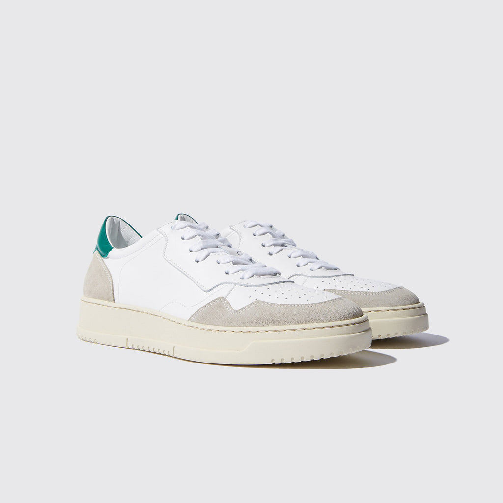White Leather and Grey Suede Carter Lace Up Sneakers