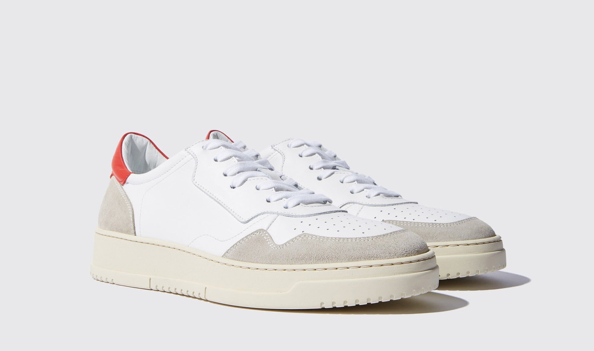 Red and White Leather and Grey Suede Carter Lace Up Sneakers