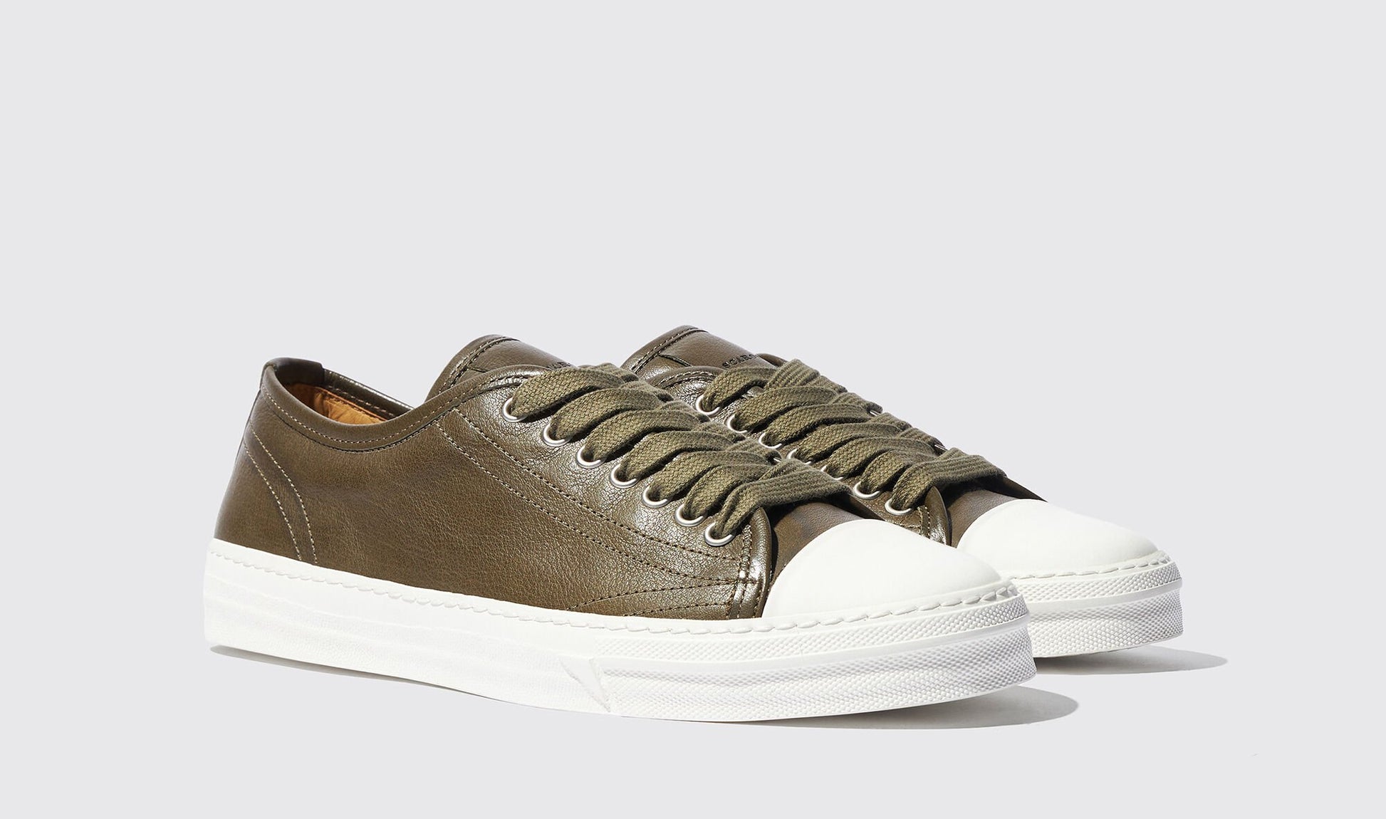 Green Leather Glide Gear Slipon Sneakers With White Sole