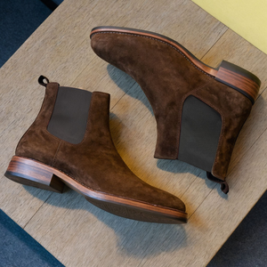 Brown Suede Leather Seville Slip On Chelsea Boots