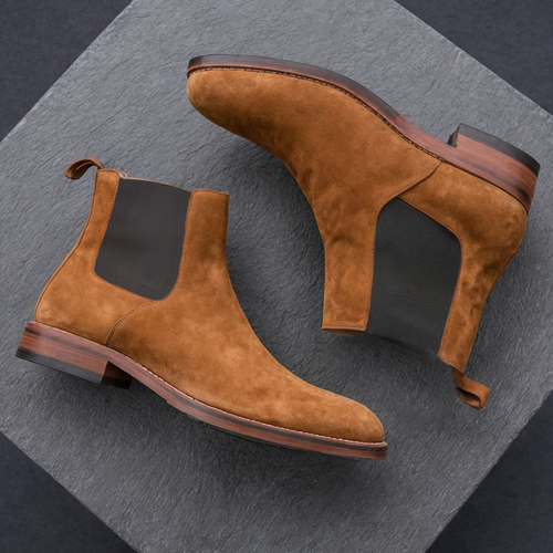 Tan Suede Leather Seville Slip On Chelsea Boots