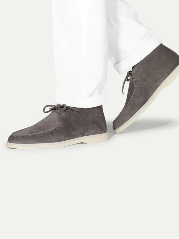 Grey Suede Vatero Chukka Desert Boots with White Sole