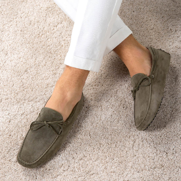 Olive Green Suede Ophelia Driving Loafers